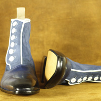 New Handmade Men's Fashion Blue Color Leather Suede Ankle Boots Boots,Oxford Boot - Thumbnail 4