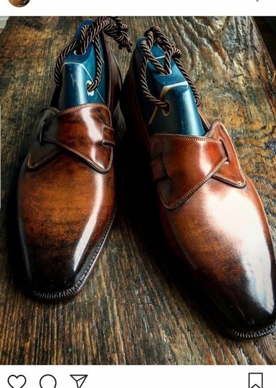 Handmade Leather Two Tone Patina Loafers for Men Custom made shoes men