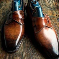Handmade Leather Two Tone Patina Loafers for Men Custom made shoes men - Thumbnail 1