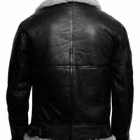 Men's RAF Aviator B3 Flying Genuine Bomber Sheep Skin Leather Jacket Black Grey - Thumbnail 1