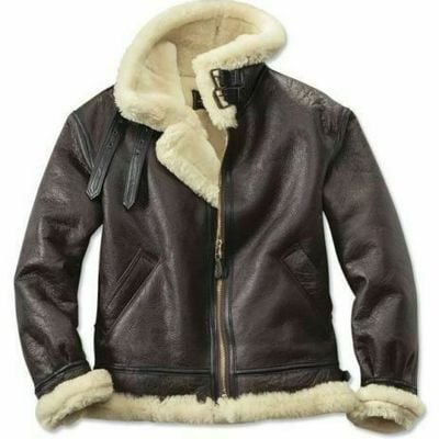 Men's b3 raf aviator real shearling sheepskin leather flight bomber jackets