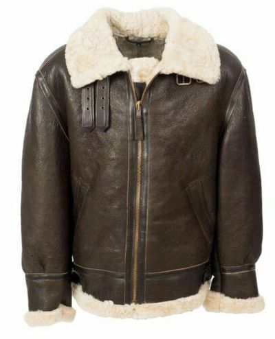 Men's B3 RAF Aviator Real Shearling Brown Sheepskin Leather Flight Bomber Jacket