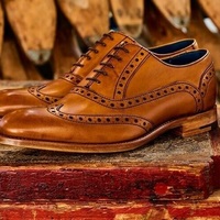 Mens Handmade Shoes Brown Leather Wing Tip Brogue Lace Up Up Formal Dress Casual - Thumbnail 1