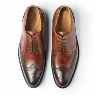 Mens Handmade Shoes Leather Oxford Brogue Two Tone Lace Up Style Formal Boots - Thumbnail 4