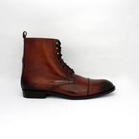 Elegant Men Cap Toe High Ankle Shoes, Men Leather Shoes,Handmade High Ankle Shoes - Thumbnail 1