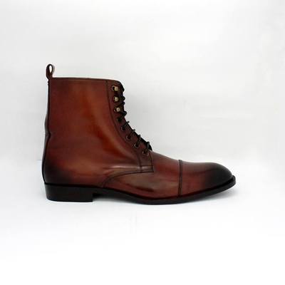 Elegant men cap toe high ankle shoes, men leather shoes,handmade high ankle shoes