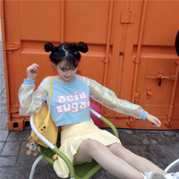 Pastel Pink Acid Holographic Laser Transparent Crop Top Long Sleeve Tee Shirt T-shirt Top Sweatshirt E-Girl Kawaii Korean Japanese Harajuku Streetwear - Thumbnail 7