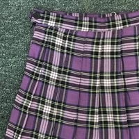 Purple Plaid Spring Summer High Waisted Pleated Skirt School Girl Skater Bottoms E-Girl Kawaii Korean Japanese Harajuku Streetwear - Thumbnail 4