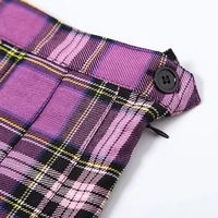Purple Plaid Spring Summer High Waisted Pleated Skirt School Girl Skater Bottoms E-Girl Kawaii Korean Japanese Harajuku Streetwear - Thumbnail 7