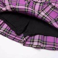 Purple Plaid Spring Summer High Waisted Pleated Skirt School Girl Skater Bottoms E-Girl Kawaii Korean Japanese Harajuku Streetwear - Thumbnail 9