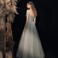 Shiny tulle sequins long prom dress green evening dress - Thumbnail 6