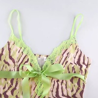 Sexy Lace Leopard V Neck Patchwork Tank Crop Top Camisole Spaghetti Strap Party Club  E-Girl Kawaii Korean Japanese Harajuku Streetwear - Thumbnail 6