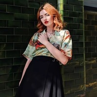 Classic Angel Print Loose Thin Shirt Blouse Summer Bottom Short Sleeve Tee Shirt T-shirt E-Girl Kawaii Korean Japanese Harajuku Streetwear - Thumbnail 2