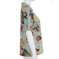 Classic Angel Print Loose Thin Shirt Blouse Summer Bottom Short Sleeve Tee Shirt T-shirt E-Girl Kawaii Korean Japanese Harajuku Streetwear - Thumbnail 7