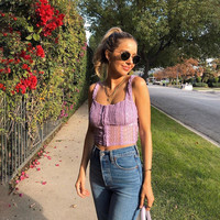 Sexy Lace Net Crop Top Tank Camisole Sleeveless Shirt Summer Causal E-Girl Kawaii Korean Japanese Harajuku Streetwear - Thumbnail 5