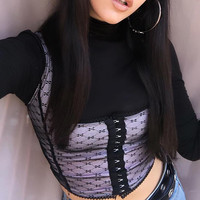 Sexy Lace Net Crop Top Tank Camisole Sleeveless Shirt Summer Causal E-Girl Kawaii Korean Japanese Harajuku Streetwear - Thumbnail 7