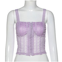 Sexy Lace Net Crop Top Tank Camisole Sleeveless Shirt Summer Causal E-Girl Kawaii Korean Japanese Harajuku Streetwear - Thumbnail 9