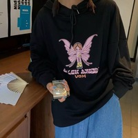 Butterfly Embroidery Hoodie Sweater Sweatshirt Long Sleeve Shirt Pullover Jumper Causal E-Girl Kawaii Korean Japanese Harajuku Streetwear - Thumbnail 4