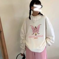 Butterfly Embroidery Hoodie Sweater Sweatshirt Long Sleeve Shirt Pullover Jumper Causal E-Girl Kawaii Korean Japanese Harajuku Streetwear - Thumbnail 5