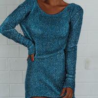 Sexy Backless Long Sleeves Knitted Solid Color Dress - Thumbnail 2