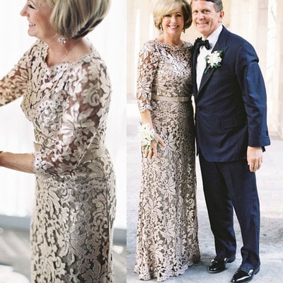 Lace mother of the bride dresses 3/4 sleeves - Thumbnail 3