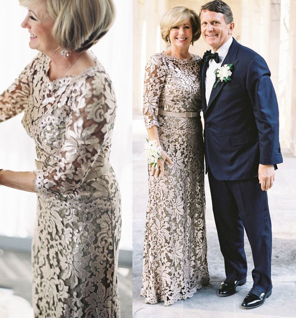 Lace Mother of the Bride Dresses 3/4 Sleeves