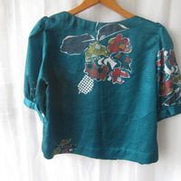 Silk Oversized Office Blouse in Sapphire Blue (Size M) - Thumbnail 3