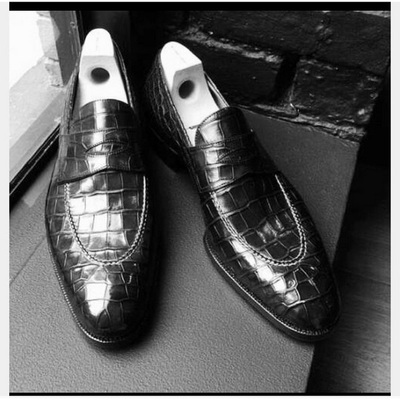 Mens alligators shoes, men black crocodile patterned dress shoes moccasins