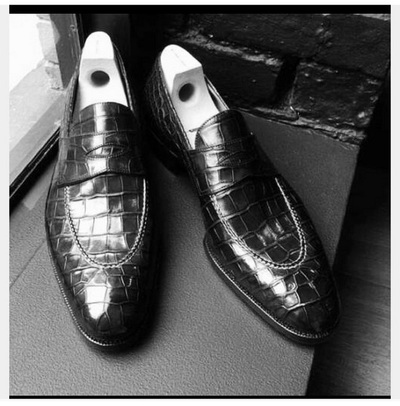Mens Alligators Shoes, Men Black Crocodile Patterned Dress Shoes Moccasins