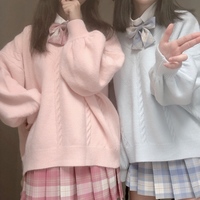 Soft milk blue V-neck Japanese JK sweater coat sweater - Thumbnail 1