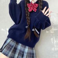 Soft milk blue V-neck Japanese JK sweater coat sweater - Thumbnail 5