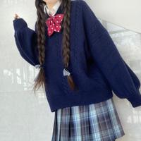 Soft milk blue V-neck Japanese JK sweater coat sweater - Thumbnail 7