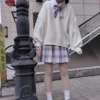 Soft milk blue V-neck Japanese JK sweater coat sweater - Thumbnail 9