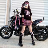 Black Bear Bow Cartoon Print Short Sleeve Tee Shirt T-shirt Top Goth Punk Causal Summer E-Girl Kawaii Korean Japanese Harajuku Streetwear - Thumbnail 2