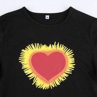 Heart Cartoon Print Short Sleeve Tee Shirt T-shirt Top Retro Vintage Causal Summer E-Girl Kawaii Korean Japanese Harajuku Streetwear - Thumbnail 4