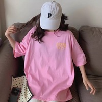 Pastel Retro 90s Vintage Cartoon Print Three Quarter Short Sleeve Tee Shirt T-shirt Top Causal E-Girl Kawaii Korean Japanese Harajuku Streetwear - Thumbnail 1