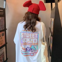 Pastel Retro 90s Vintage Cartoon Print Three Quarter Short Sleeve Tee Shirt T-shirt Top Causal E-Girl Kawaii Korean Japanese Harajuku Streetwear - Thumbnail 3