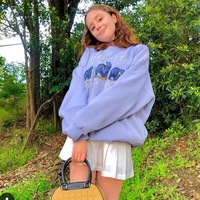 Vintage Bear Embroidery Sweatshirt Causal Long Sleeve Shirt Crew Neck Oversize Loose Sweater E-Girl Kawaii Korean Japanese Harajuku Streetwear - Thumbnail 1