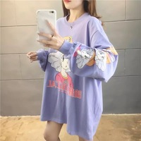 Purple Anime Girl Cartoon Print Sweatshirt Causal Long Sleeve Shirt Casual Oversized Loose Sweater E-Girl Kawaii Korean Japanese Harajuku Streetwear - Thumbnail 2