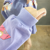 Purple Anime Girl Cartoon Print Sweatshirt Causal Long Sleeve Shirt Casual Oversized Loose Sweater E-Girl Kawaii Korean Japanese Harajuku Streetwear - Thumbnail 4