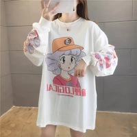 Purple Anime Girl Cartoon Print Sweatshirt Causal Long Sleeve Shirt Casual Oversized Loose Sweater E-Girl Kawaii Korean Japanese Harajuku Streetwear - Thumbnail 5