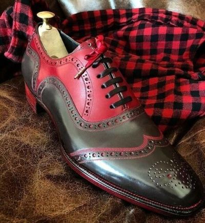 Splendid Oxford Two Tone Wing Tip Brogues Real Leather Formal Reliable Shoes