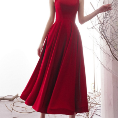 A-line ankle-length prom dresses with double straps,781