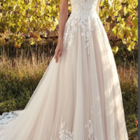 Beauty Romantic V-Neck Tulle Sweep Train Lace Bridal Dress,Mermaid Wedding Dresses,786 - Thumbnail 1