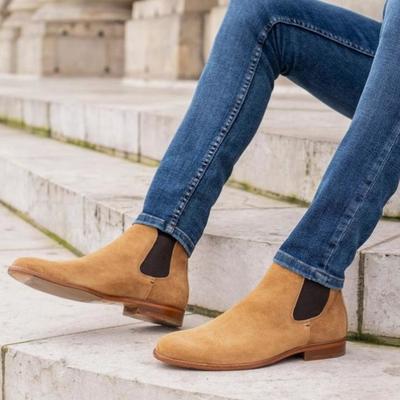 Men's handmade brown chelsea travelling boot