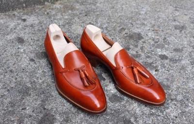 Handmade New Congac Brown Tassels Loafer Leather Party Wear Shoes