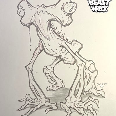 Bone monster pencil artwork - Thumbnail 5