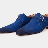 Handmade Two Tone Single Monk Strap Suede Men's Formal Shoes - Thumbnail 1