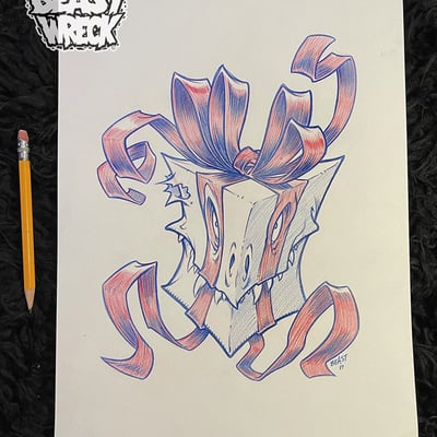 Monster present 1 pencil artwork