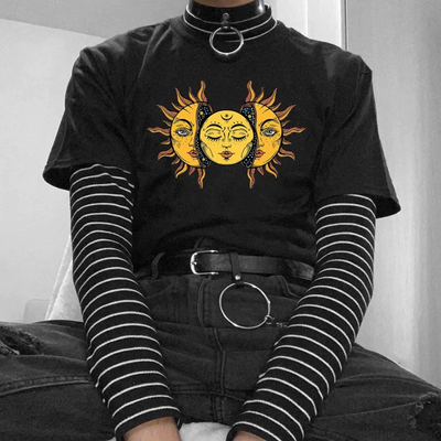 Free Shipping-SOLAR ECLIPSE SUN AND MOON TEE